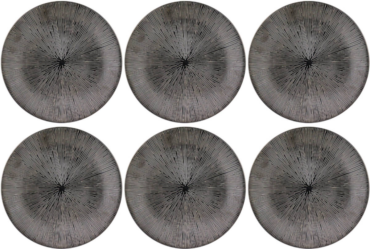 OTIX Dinerborden - Bordenset 6 Persoons - Zwart - 27cm - Keramiek - POPPY