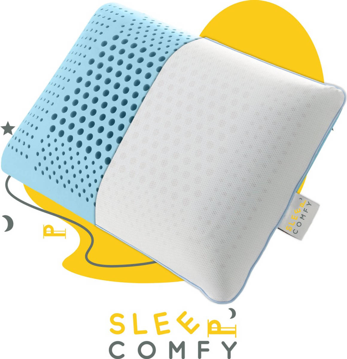 Sleep Comfy - Aromatherapie Serie Ocean Puff - Traagschuim Hoofdkussen - Met Ocean Puff Kussenspray 60x40x16 cm