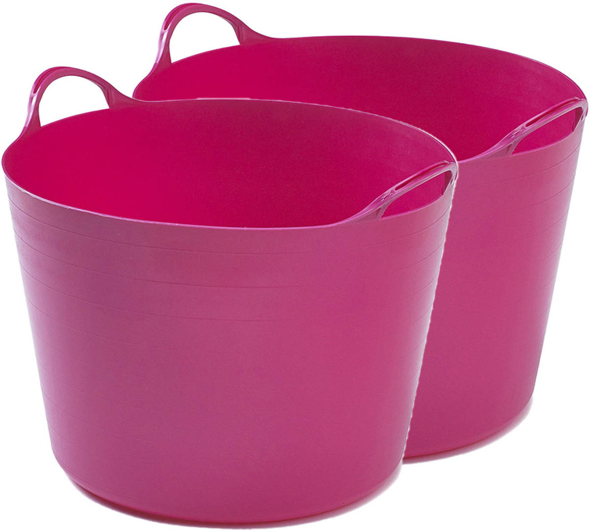 Whitefurze 2x stuks flexibele emmers - 39 liter - Kunststof - Roze - 43 x 49 x 37 cm - Wasmanden