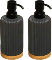 5five 2x Stuks Zeeppompjes/zeepdispensers van kunststeen - antraciet - 270 ml - Zeeppompjes