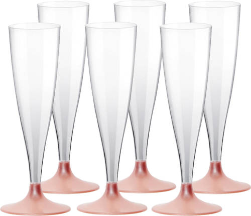 Santex Champagneglazen - 20x - plastic - 140 ml - rose goud - herbruikbaar - Champagneglazen