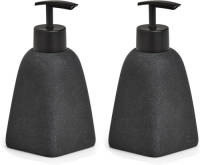 Zeller Set van 2x zeeppompje/dispenser kunststeen - antraciet grijs - 7 x 15 cm - Zeeppompjes