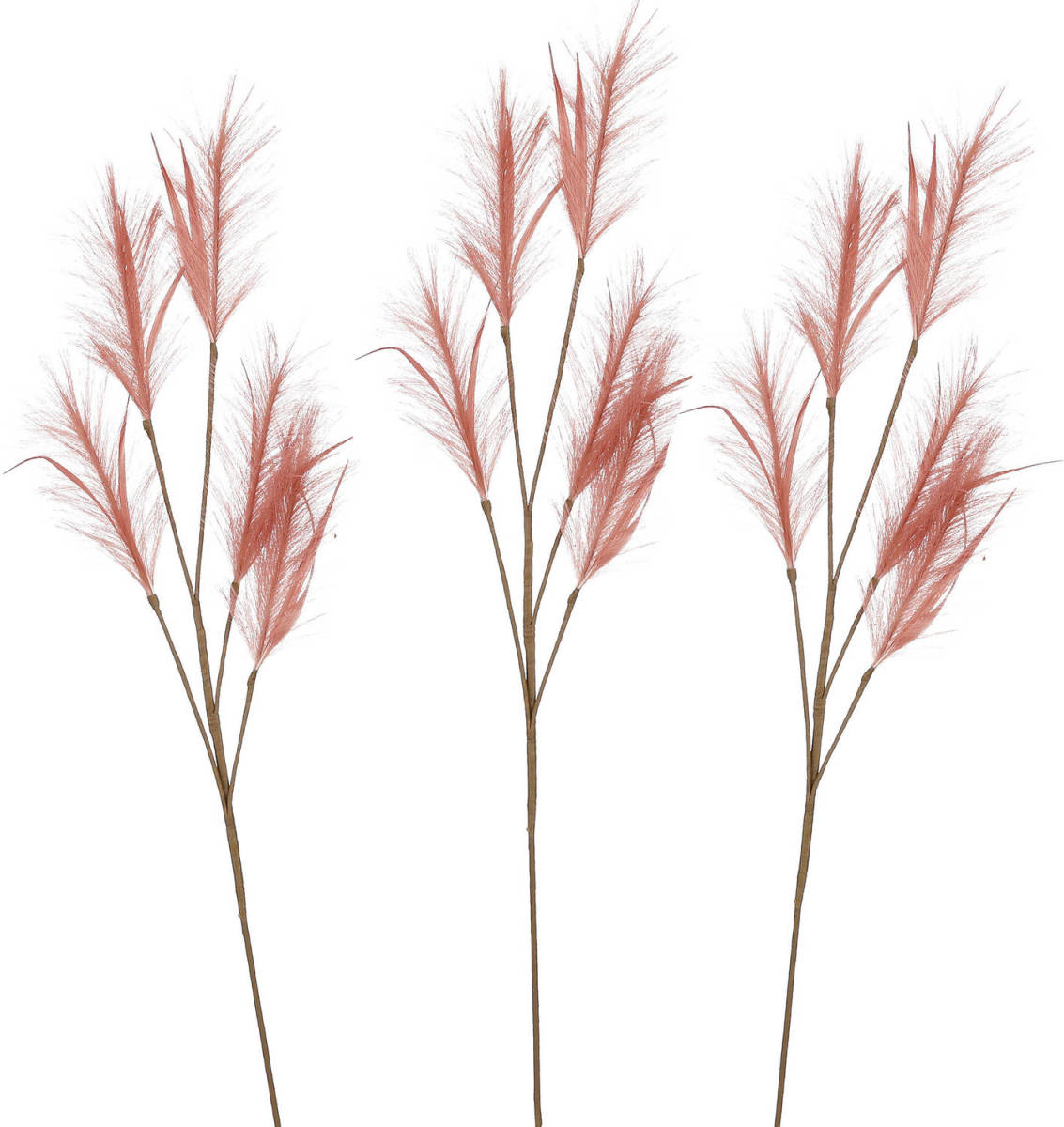 House of seasons A pluimgras losse steel/tak - 3x - oudroze - 98 cm - decoratie kunst pluimen - Kunstplanten