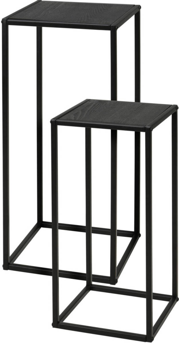 H&S Collection Bijzettafels set - 2-delig - zwart/grijs - metaal/mdf - Bijzettafels