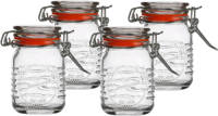 Urban Living Voorraadpotje/kruidenpotje - 4x - mini - 70 ml - glas - beugelsluiting - D5 x H8 cm - Voorraadpot