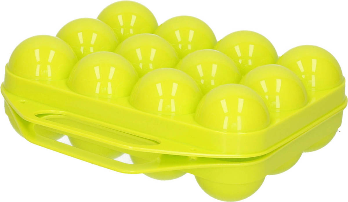 Forte Plastics Eierdoos - koelkast organizer eierhouder - 12 eieren - groen - kunststof - 20 x 19 cm - Vershoudbakjes