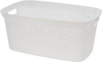 Bathroom Solutions Wasmand van rotan gevlochten - wit - kunststof - 35 liter - 35 x 53 x 23 cm - Wasmanden