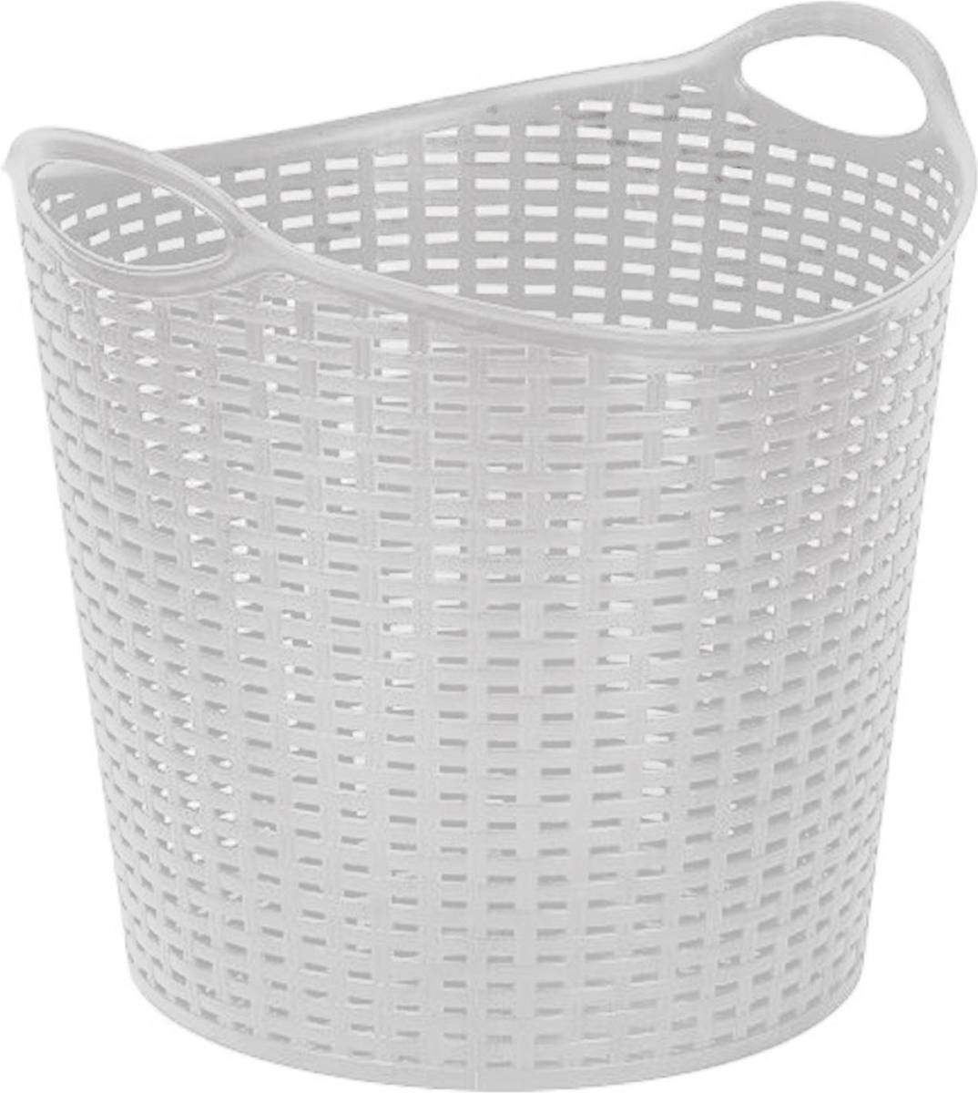 Forte Plastics Plasticforte Gevlochten wasmand/opbergmand - flexibel - ivoor wit - 27 liter - rond - kunststof - Wasmanden