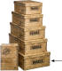 5five Opbergdoos/box - 2x - houtkleur - L48 x B33.5 x H16 cm - Stevig karton - Woodybox - Opbergbox