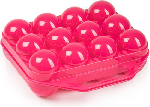 Forte Plastics Eierdoos - koelkast organizer eierhouder - 12 eieren - roze - kunststof - 20 x 19 cm - Vershoudbakjes