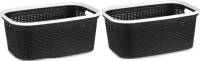 Kipit Wasmand van rotan gevlochten - 2x - zwart - kunststof - 36 liter - 53 x 36 x 25 cm - Wasmanden
