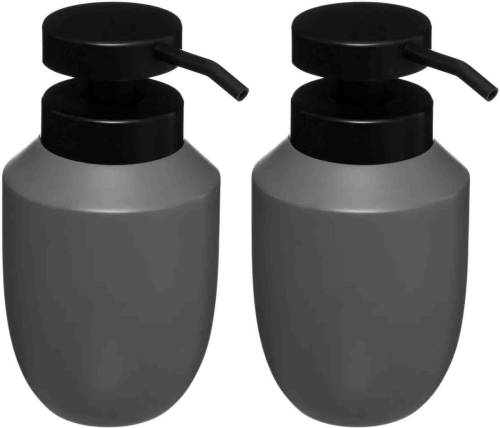 5five 2x Stuks Zeeppompjes/zeepdispensers van kunststeen - grijs - 320 ml - Zeeppompjes