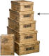 5five Opbergdoos/box - 2x - houtkleur - L36 x B24.5 x H12.5 cm - Stevig karton - Woodybox - Opbergbox