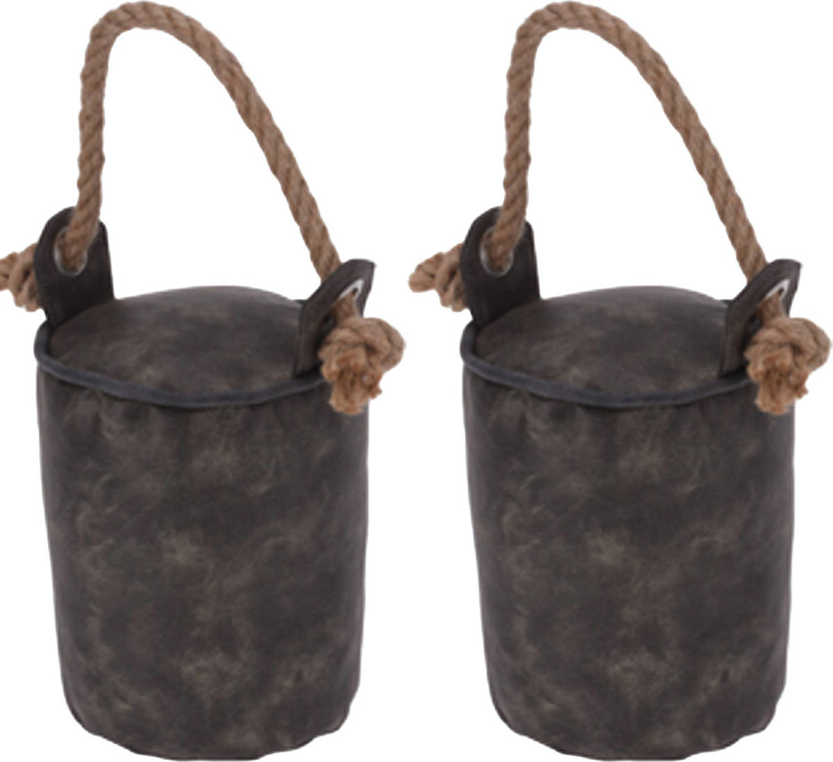 H&S Collection Deurstopper 1 kilo gewicht - 2x - grijs - met lus van touw - 18 x 14 cm - Deurstoppers