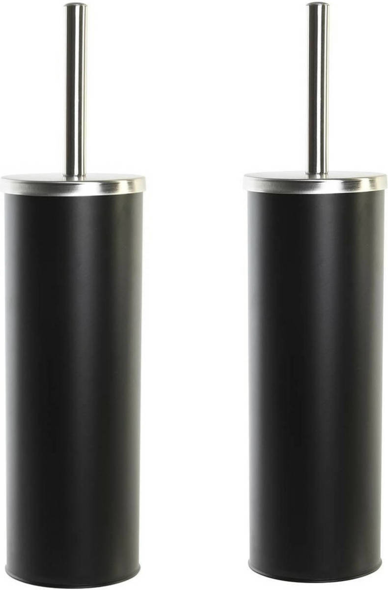 Items 2x stuks WC/Toiletborstel in houder polystone zwart 39 x 10 cm - Toiletborstels