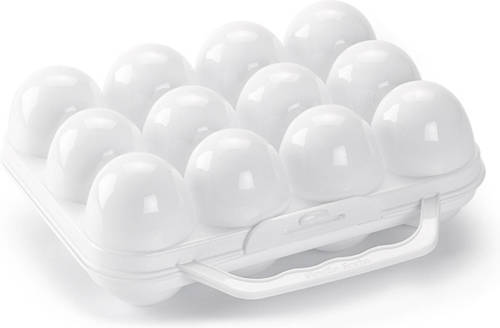 Forte Plastics Eierdoos - koelkast organizer eierhouder - 12 eieren - wit - kunststof - 20 x 18,5 cm - Vershoudbakjes