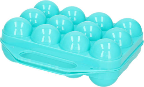 Forte Plastics Eierdoos - koelkast organizer eierhouder - 12 eieren - blauw - kunststof - 20 x 19 cm - Vershoudbakjes