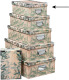 5five Opbergdoos/box - Green leafs print op hout - L32 x B21.5 x H12 cm - Stevig karton - Leafsbox - Opbergbox
