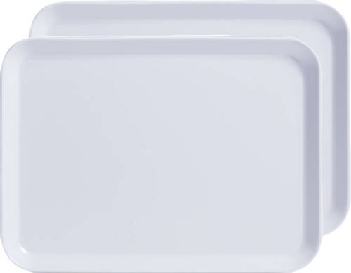 Zeller dienblad - 2x - rechthoek - wit - kunststof - 24 x 18 cm - Dienbladen
