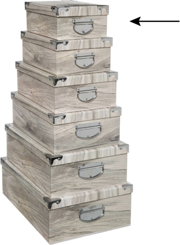 5five Opbergdoos/box - Houtprint licht - L28 x B19.5 x H11 cm - Stevig karton - Treebox - Opbergbox