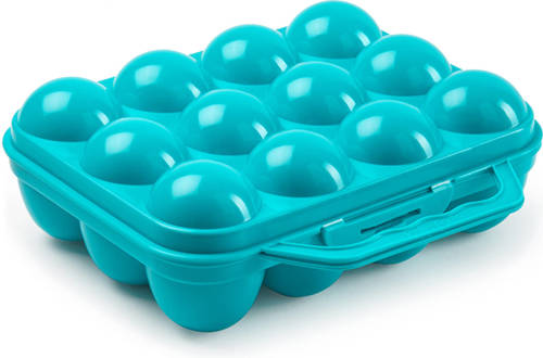 Forte Plastics Eierdoos - koelkast organizer eierhouder - 12 eieren - blauw - kunststof - 20 x 18,5 cm - Vershoudbakjes