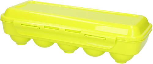 Forte Plastics Eierdoos - koelkast organizer eierhouder - 10 eieren - groen - kunststof - 27 x 12,5 cm - Vershoudbakjes
