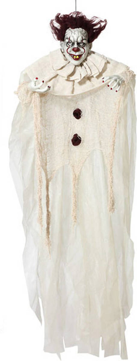 Atosa Halloween/horror thema hang decoratie horror clown - enge/griezelige pop - 130 cm - Feestdecoratievoorwerp