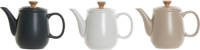 Theepot DKD Home Decor Wit Beige Natuurlijk Donker grijs Rubberwood Plastic Keramiek 1 L 23 x 12 x 16,5 cm (3 Stuks)