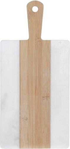Snijplank DKD Home Decor Wit Natuurlijk Bamboe Marmer Plastic Rechthoekig 38 x 18 x 1 cm