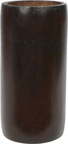 Lesli Living Bamboe theelichthouders/waxinelichthouders bruin 16 cm - Waxinelichtjeshouders