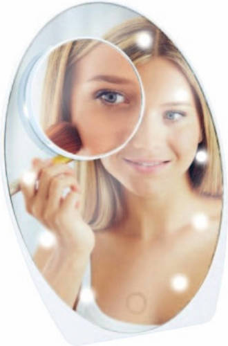 Benson LED make-up spiegel met vergrootglas en zuignap - 15 x 21 cm - 5x zoom - Make-up spiegeltjes