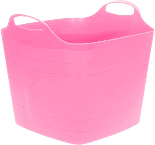 Excellent Houseware Flexibele emmer - roze - 25 liter - kunststof - vierkant - 35 x 38 cm - Wasmanden