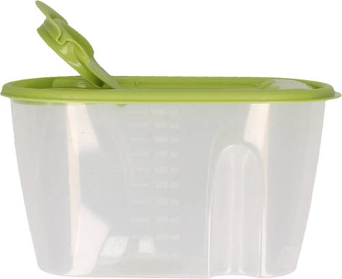 Excellent Houseware Voedselcontainer strooibus - groen - 1 liter - kunststof - 20 x 9,5 x 11 cm - Voorraadpot