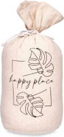 Giftdeco r Deurstopper - 1 kilo - beige - canvas - Happy place - D13 x H26 cm - Deurstoppers