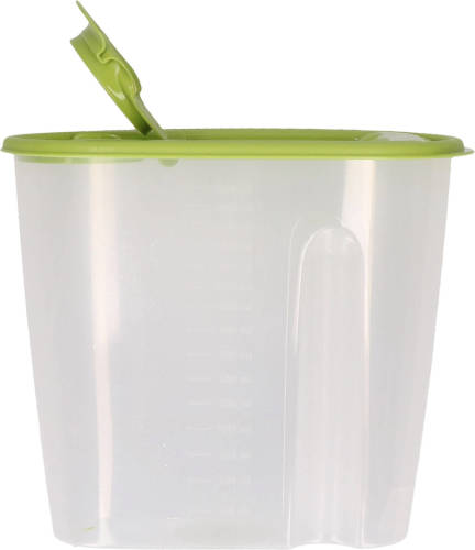 Excellent Houseware Voedselcontainer strooibus - groen - 1,5 liter - kunststof - 19,5 x 9,5 x 17 cm - Voorraadpot