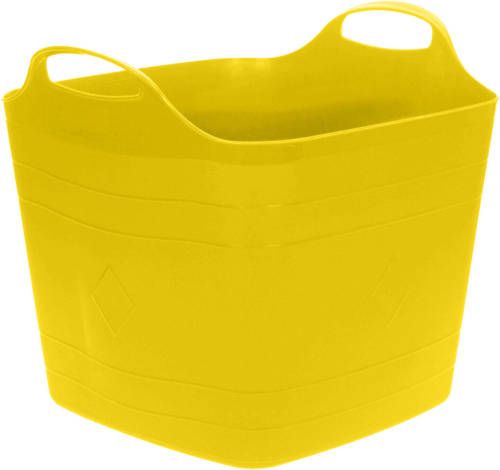 Excellent Houseware Flexibele emmer - geel - 15 liter - kunststof - vierkant - 30 x 29 cm - Wasmanden