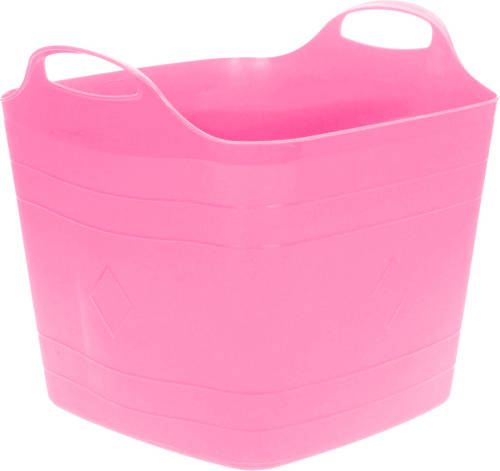 Excellent Houseware Flexibele emmer - roze - 15 liter - kunststof - vierkant - 30 x 29 cm - Wasmanden