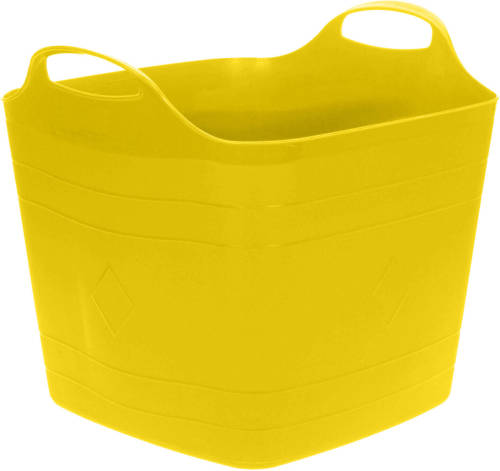 Excellent Houseware Flexibele emmer - geel - 25 liter - kunststof - vierkant - 35 x 38 cm - Wasmanden