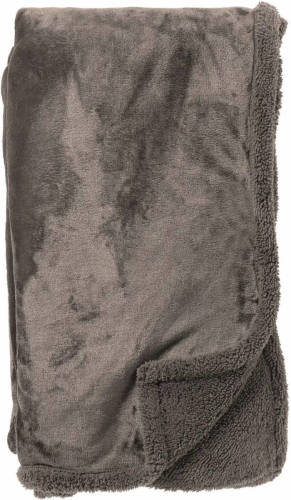 Dutch Decor - STANLEY - Plaid 150x200 cm - fleece deken met teddy en fleece - Driftwood - taupe