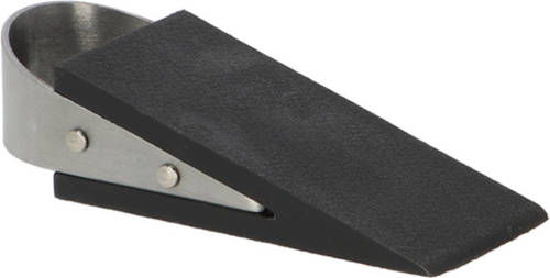 Esschert Design Esschert deurstopper/deurwig - rvs/rubber - zwart -A anti-slip -A 12 x 5 x 3 cm - Deurstoppers