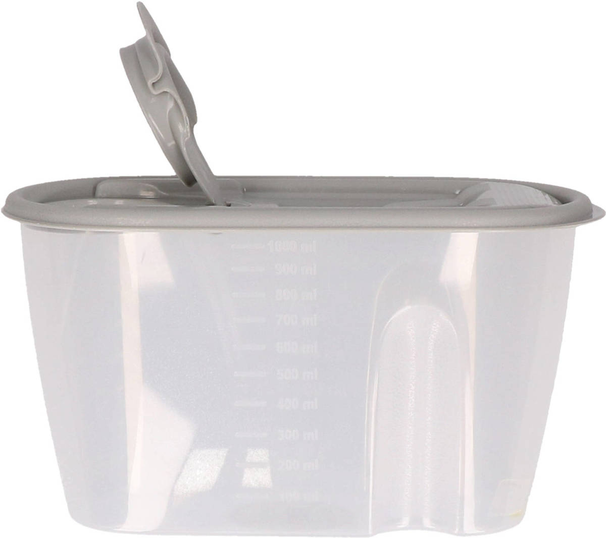 Excellent Houseware Voedselcontainer strooibus - grijs - 1 liter - kunststof - 20 x 9,5 x 11 cm - Voorraadpot