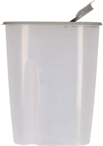 Excellent Houseware Voedselcontainer strooibus - grijs - 2,2 liter - kunststof - 20 x 9,5 x 23,5 cm - Voorraadpot
