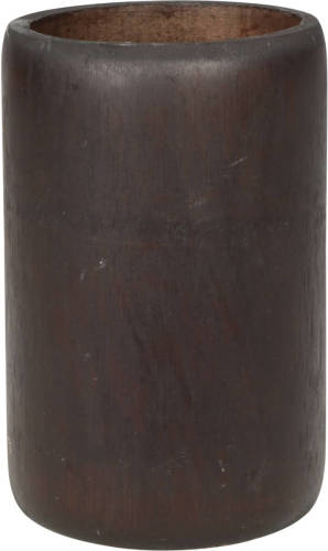 Lesli Living Bamboe theelichthouders/waxinelichthouders bruin 13 cm - Waxinelichtjeshouders