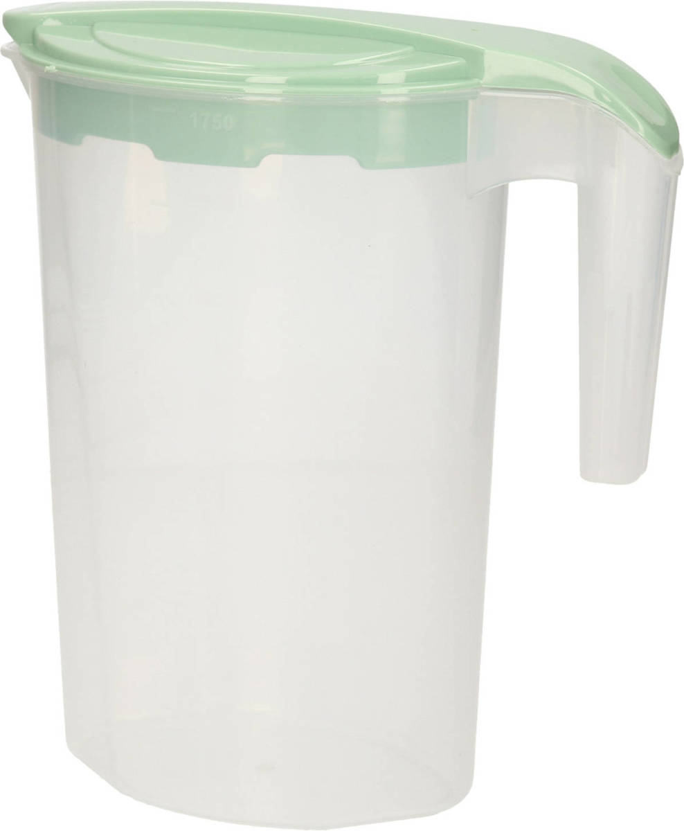 Excellent Houseware Schenkkan/waterkan - groen - 1750 ML - kunststof - 22 x 10 x 22 cm - Schenkkannen
