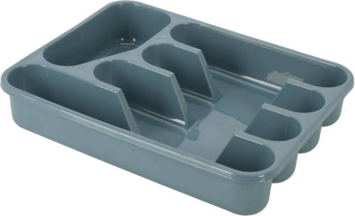 Excellent Houseware Bestekbak/Keuken Organizer - 5-Vaks - Blauw - 33,5 x 26,5 x 3,5 cm - Bestekbakken