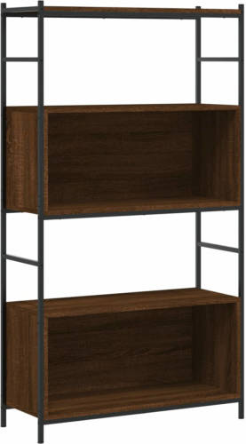 VidaXL Boekenkast 80x30x145,5 cm bewerkt hout en ijzer bruin eikenkleur