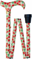 Classic Canes Opvouwbare Wandelstok - Aardbeien - Aluminium - Derby Handvat - Verstelbaar - Lengte 82 - 92 cm