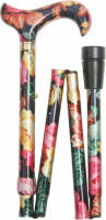 Classic Canes Opvouwbare Wandelstok - Bloemen - Aluminium - Derby Handvat - Lengte 82 - 92 cm