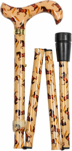 Classic Canes Opvouwbare Wandelstok - Whistlejacket - Stubbs - Aluminium - Derby Handvat - Lengte 82 - 92 cm
