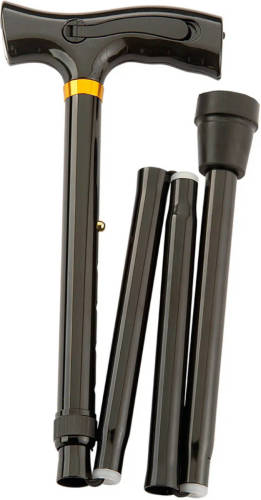 Gastrock Opvouwbare Wandelstok - Zwart - Met alarm - Met Licht - Aluminium - Derby handvat - Lengte 85 - 95 cm